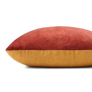 Magnolia Home x Loloi Decorative Indoor Pillow Rust / Gold Crushed Velvet 26X26
